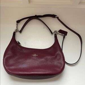 Coach Pebbled Leather Shoulder Bag in Burgundy Wine